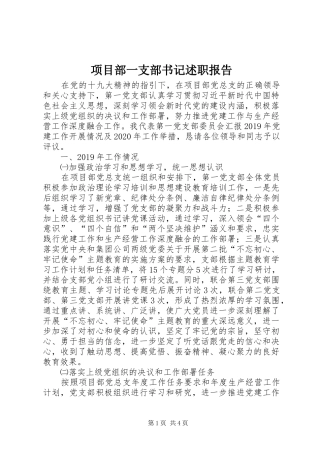 项目部一支部书记述职报告