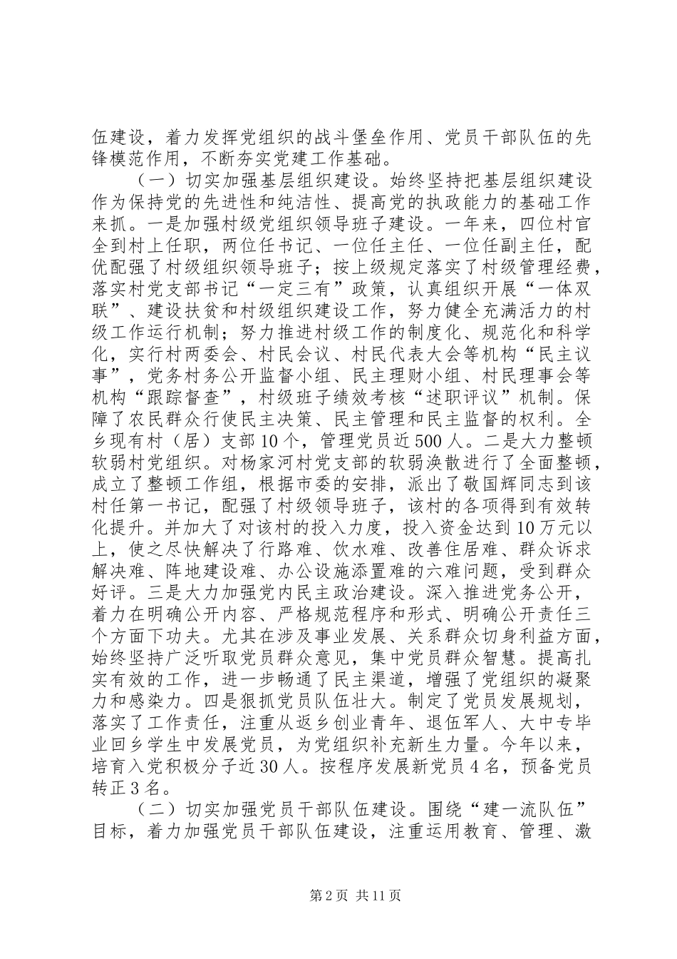 XX年乡党委书记党建述职报告_第2页