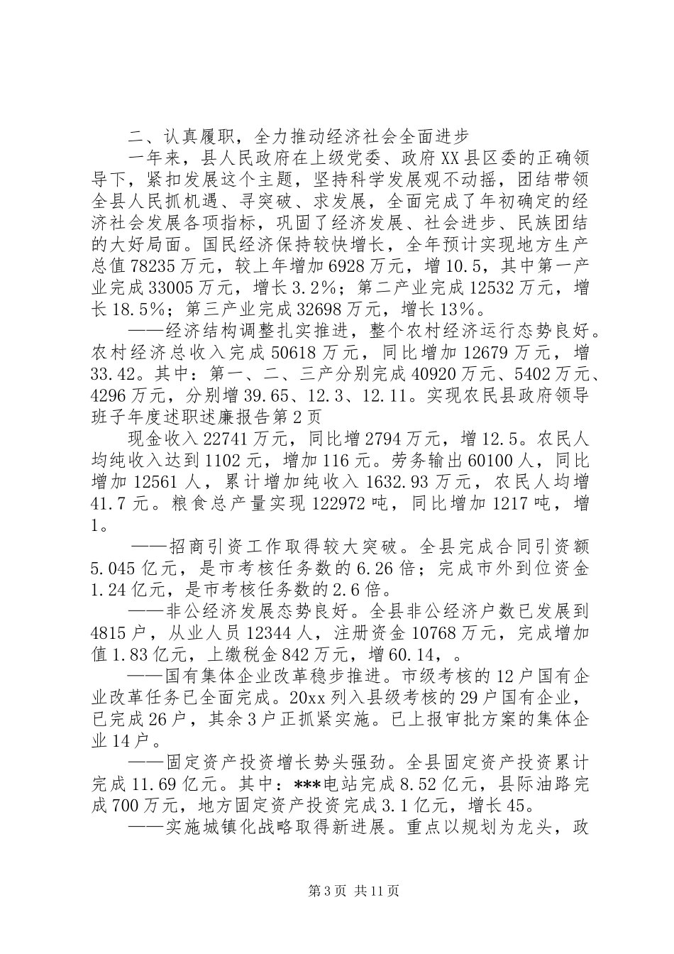 县政府领导班子年度述职述廉报告_第3页