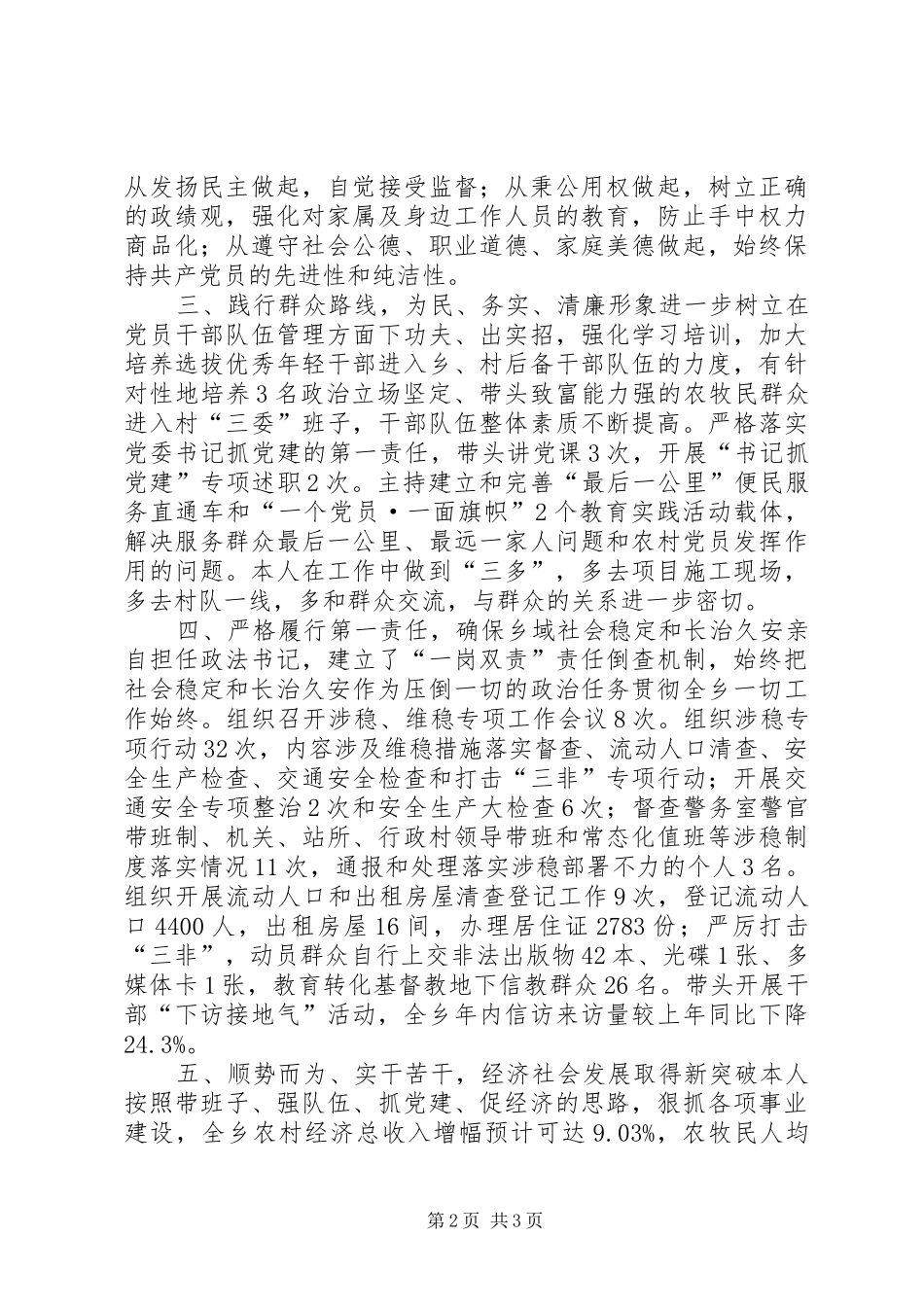 XX年乡党委书记述职述廉报告_第2页