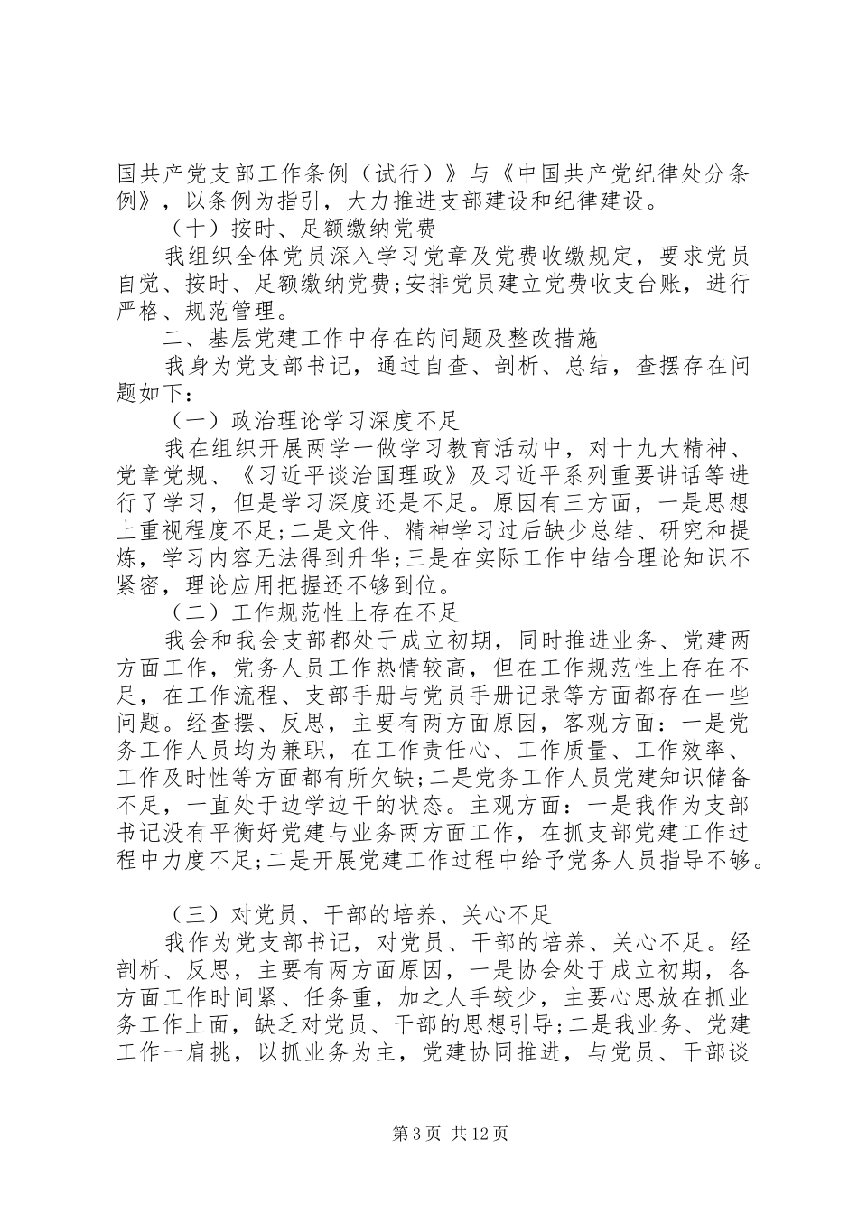 XX年履行党建工作责任述职报告精选3篇_第3页