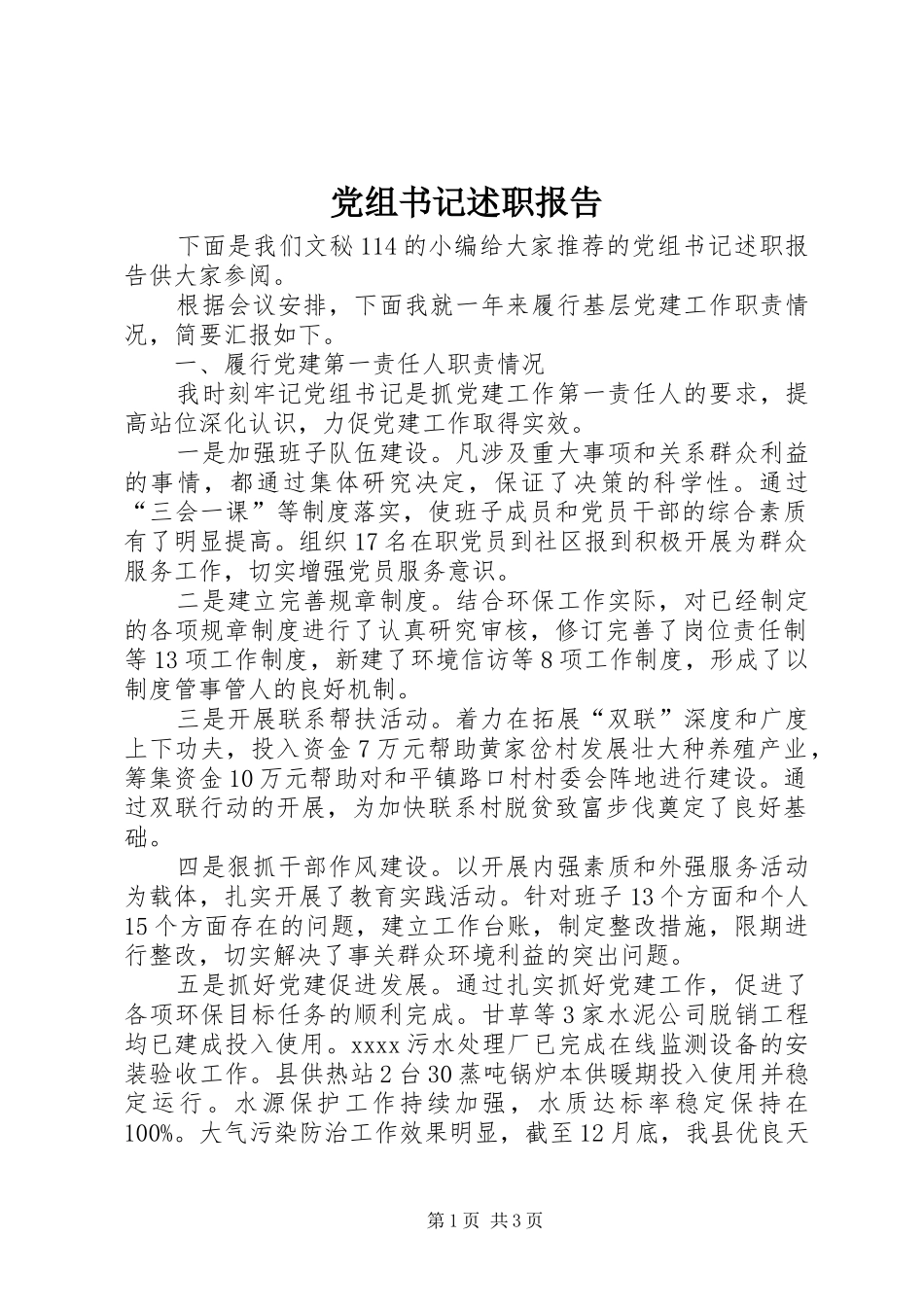 党组书记述职报告 (13)_第1页