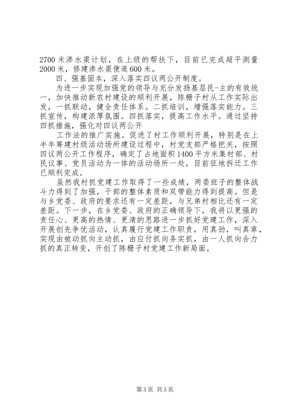 XX年村支书党建工作述职报告_第3页