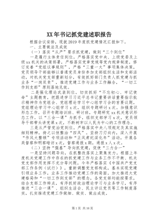 XX年书记抓党建述职报告