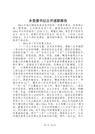 乡党委书记公开述职报告