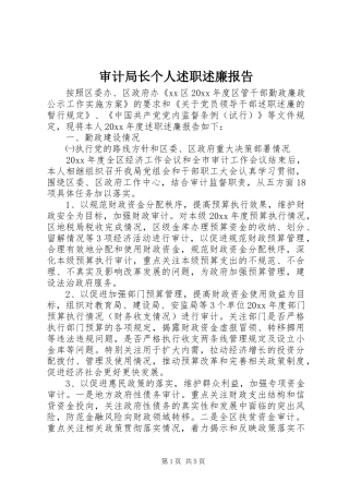 审计局长个人述职述廉报告