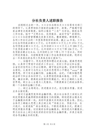 分社负责人述职报告
