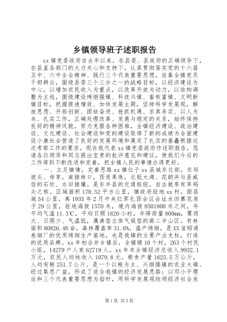 乡镇领导班子述职报告