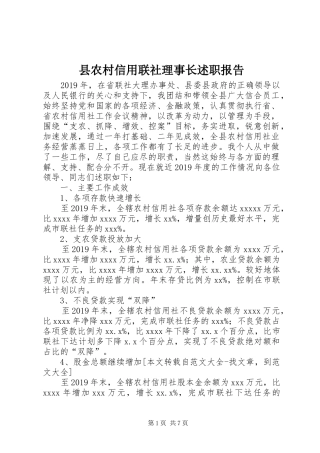 县农村信用联社理事长述职报告