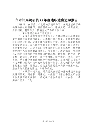 市审计局调研员XX年度述职述廉述学报告
