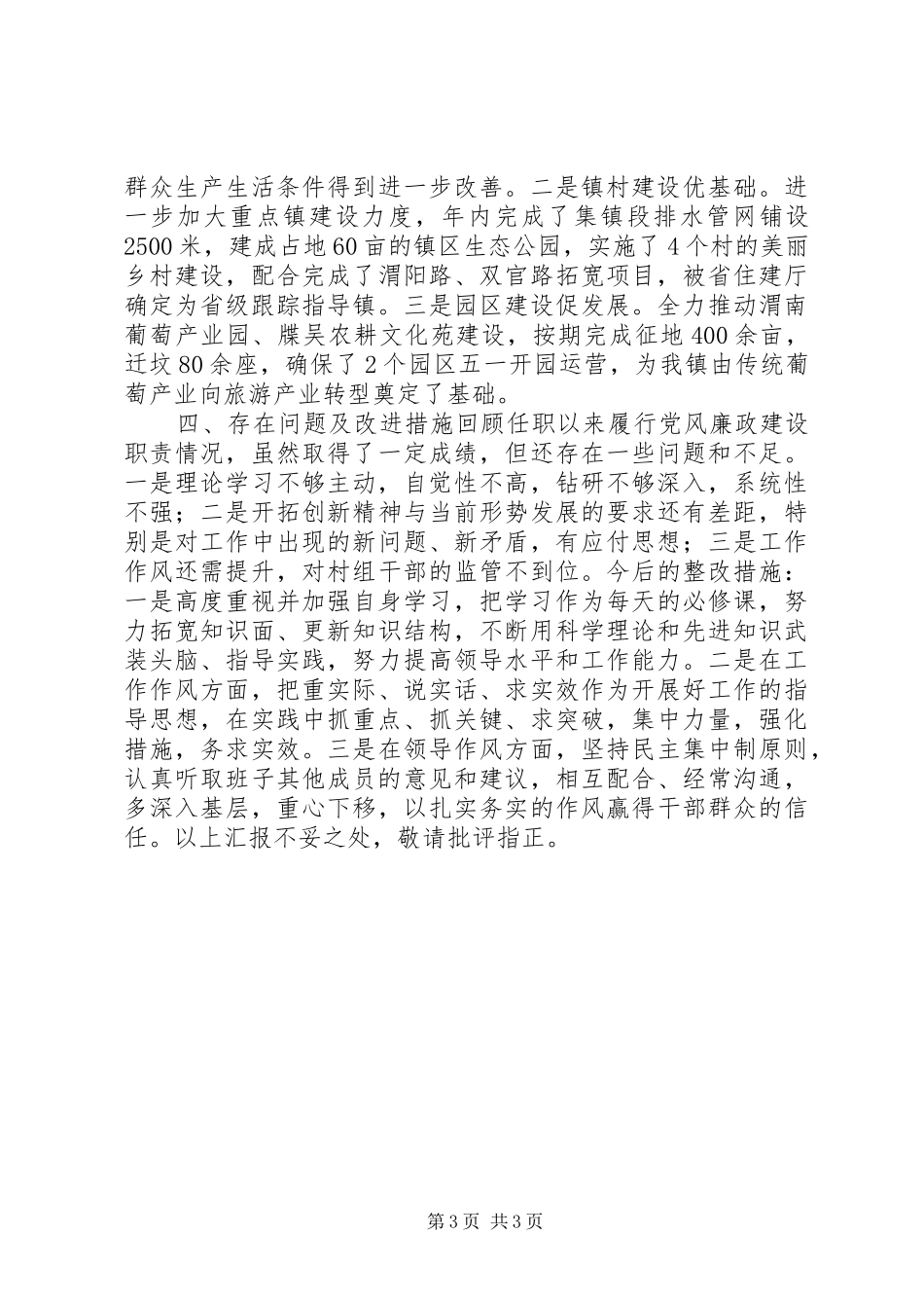 XX年乡镇党委书记述责述廉报告_第3页