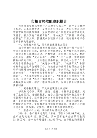 市粮食局效能述职报告