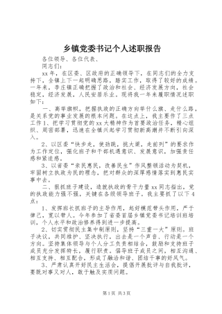 乡镇党委书记个人述职报告