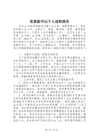 党委副书记个人述职报告