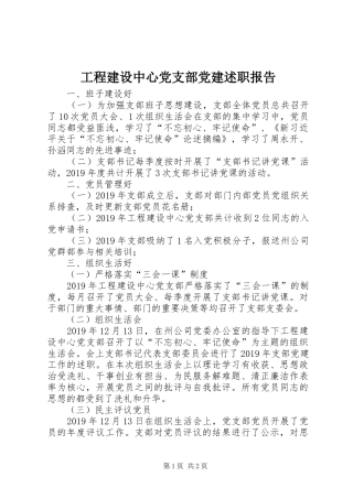 工程建设中心党支部党建述职报告