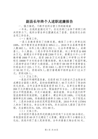 副县长年终个人述职述廉报告