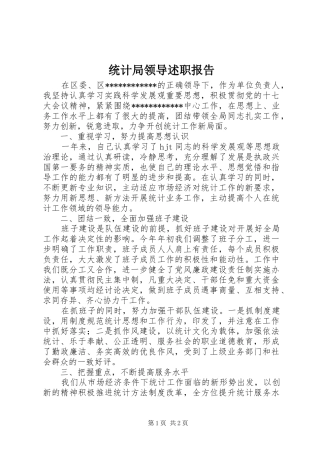 统计局领导述职报告