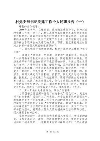 村党支部书记党建工作个人述职报告（十）