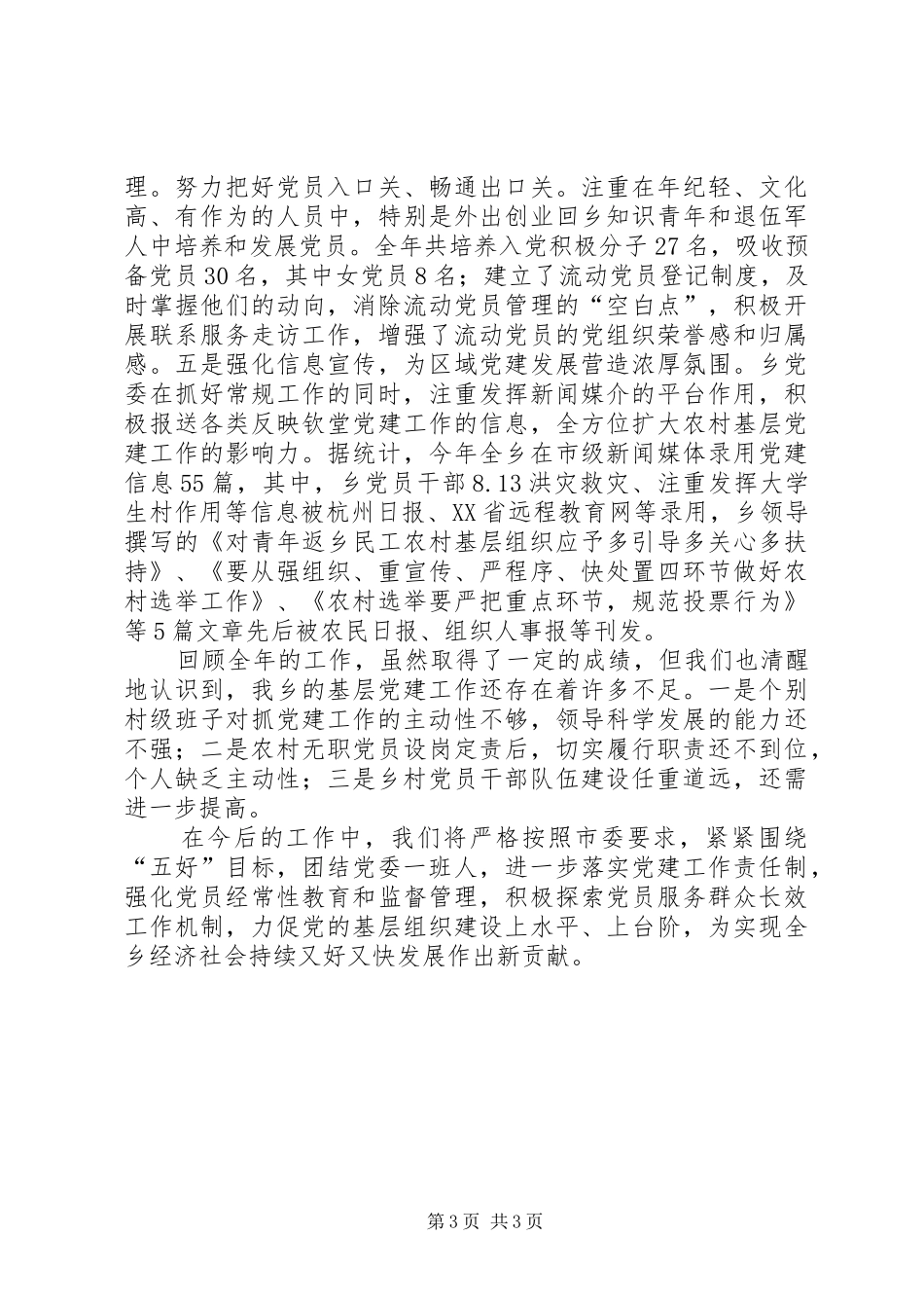 乡党委执行党建工作述职_第3页