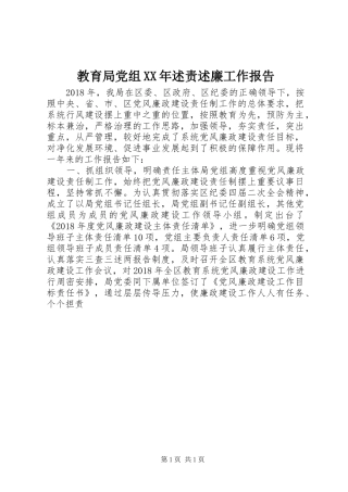 教育局党组XX年述责述廉工作报告