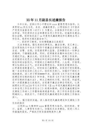 XX年11月副县长述廉报告