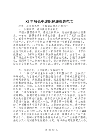 XX年局长中述职述廉报告范文