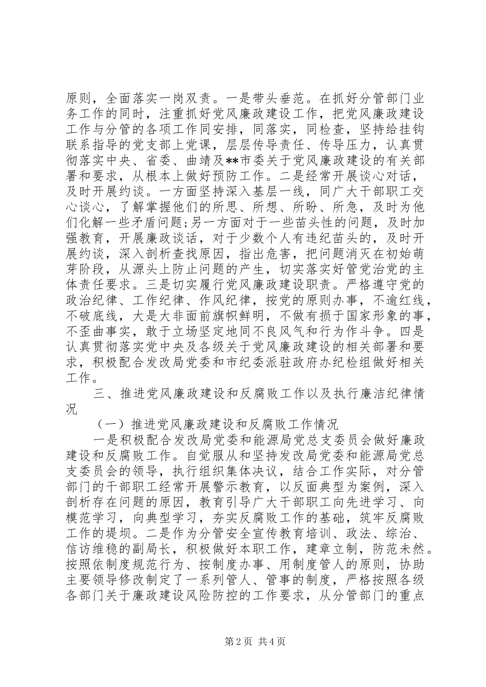 党组成员、副局长XX年度述责述廉报告_第2页