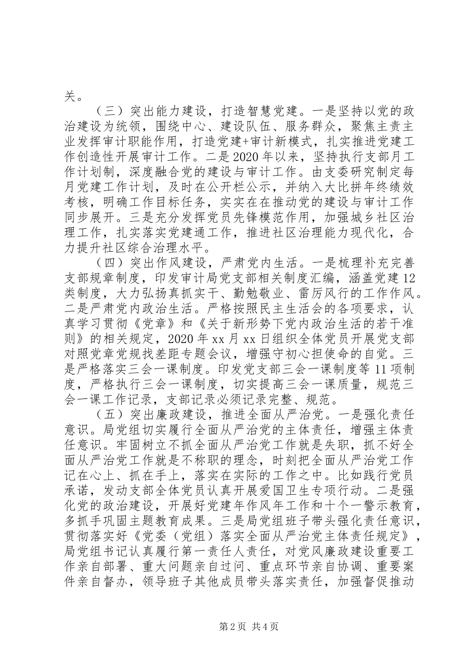 审计局局长XX年度抓基层党建工作述职报告_第2页