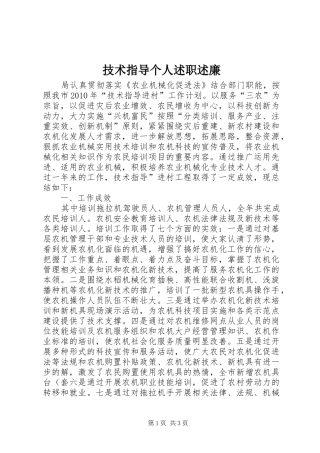 技术指导个人述职述廉