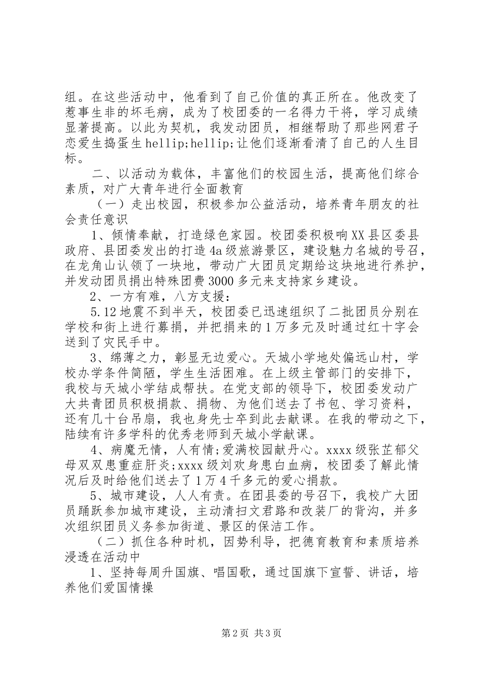 XX年共青团书记述职报告_第2页