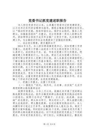 党委书记抓党建述职报告
