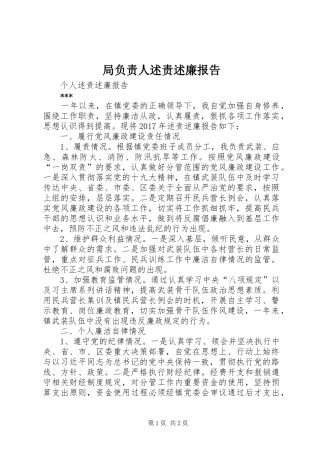 局负责人述责述廉报告