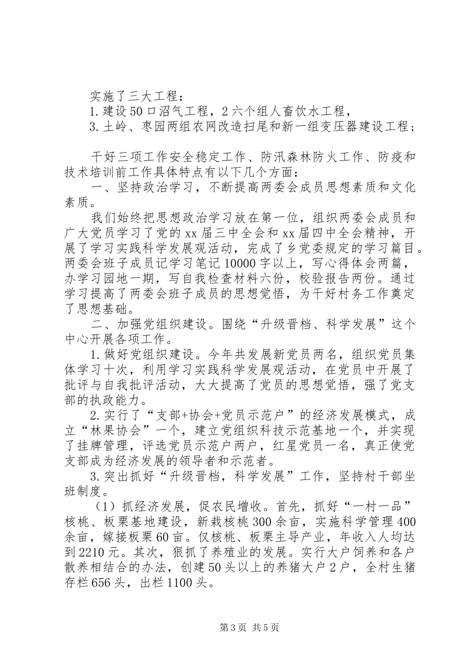 村主任个人年终述职报告_第3页