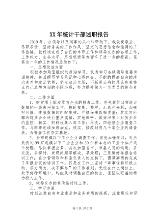 XX年统计干部述职报告