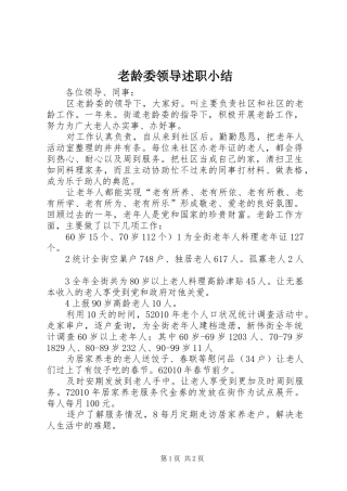 老龄委领导述职小结