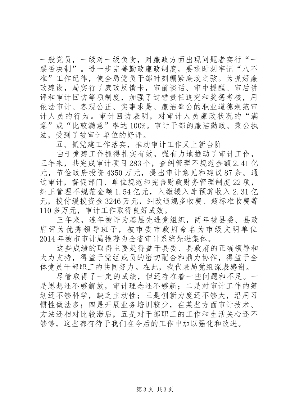 审计局党组述职报告_第3页