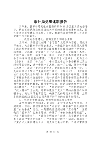 审计局党组述职报告
