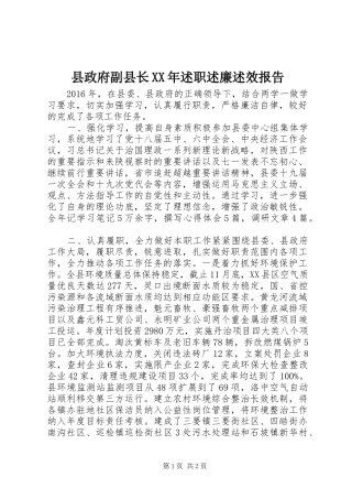 县政府副县长XX年述职述廉述效报告