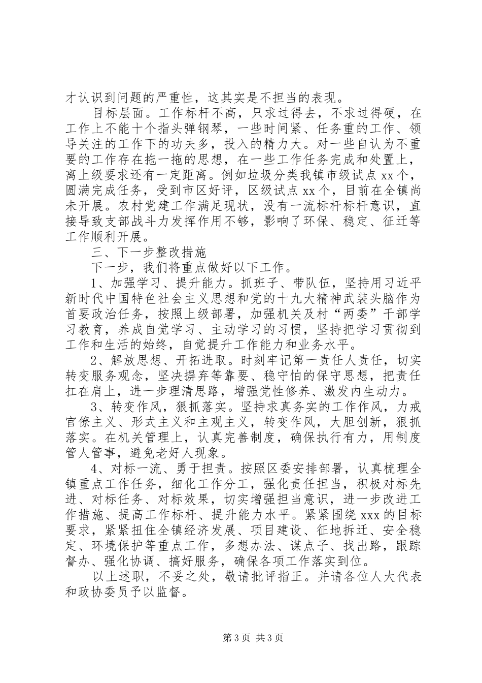XX年乡镇党委书记述职报告（向人大代表、政协委员履职）_第3页