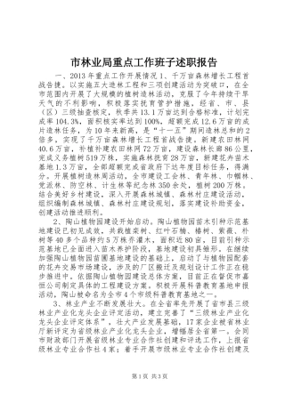 市林业局重点工作班子述职报告