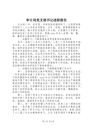 审计局党支部书记述职报告