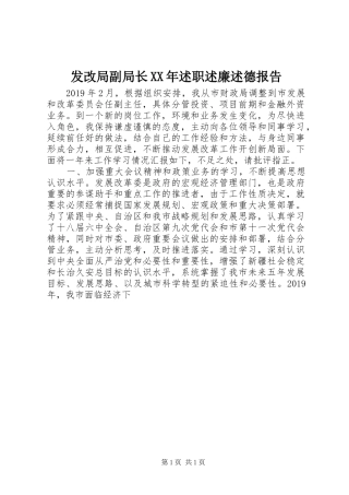 发改局副局长XX年述职述廉述德报告