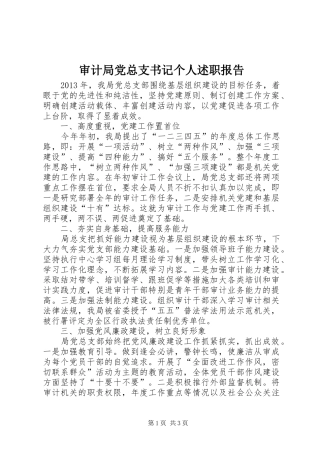 审计局党总支书记个人述职报告