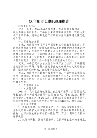 XX年副市长述职述廉报告