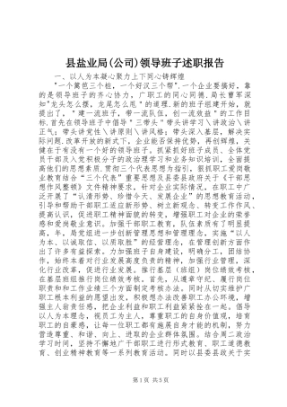 县盐业局(公司)领导班子述职报告