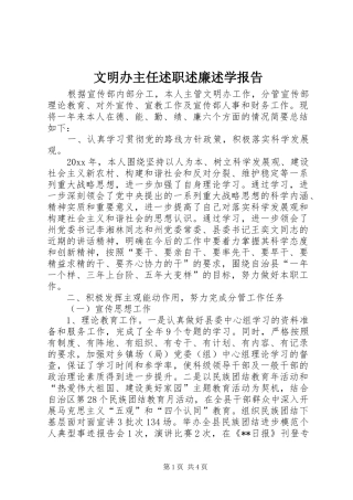 文明办主任述职述廉述学报告