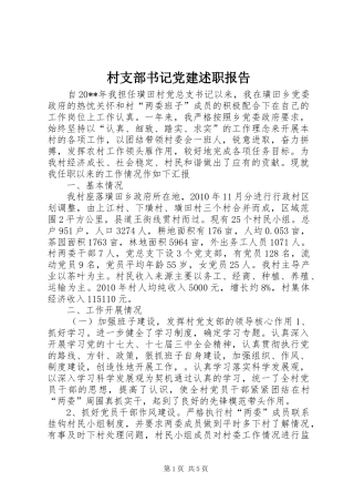 村支部书记党建述职报告