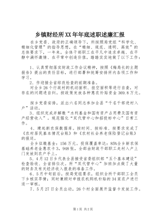 乡镇财经所XX年年底述职述廉汇报
