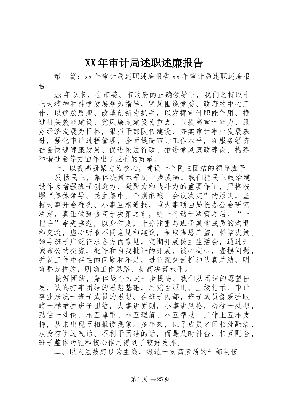 XX年审计局述职述廉报告_第1页