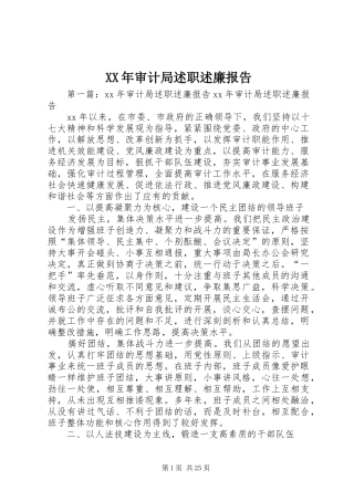 XX年审计局述职述廉报告